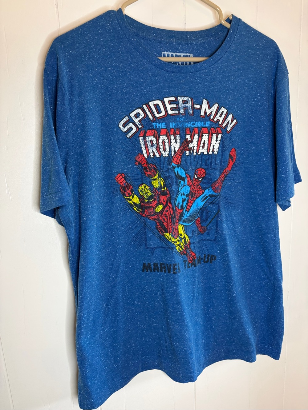💥 Marvel Team-Up: Spider-Man & Iron Man Graphic Tee Size L